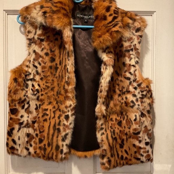 Rabbit fur vest cheetah print by ADRIENNE LAMDAU - Picture 1 of 2